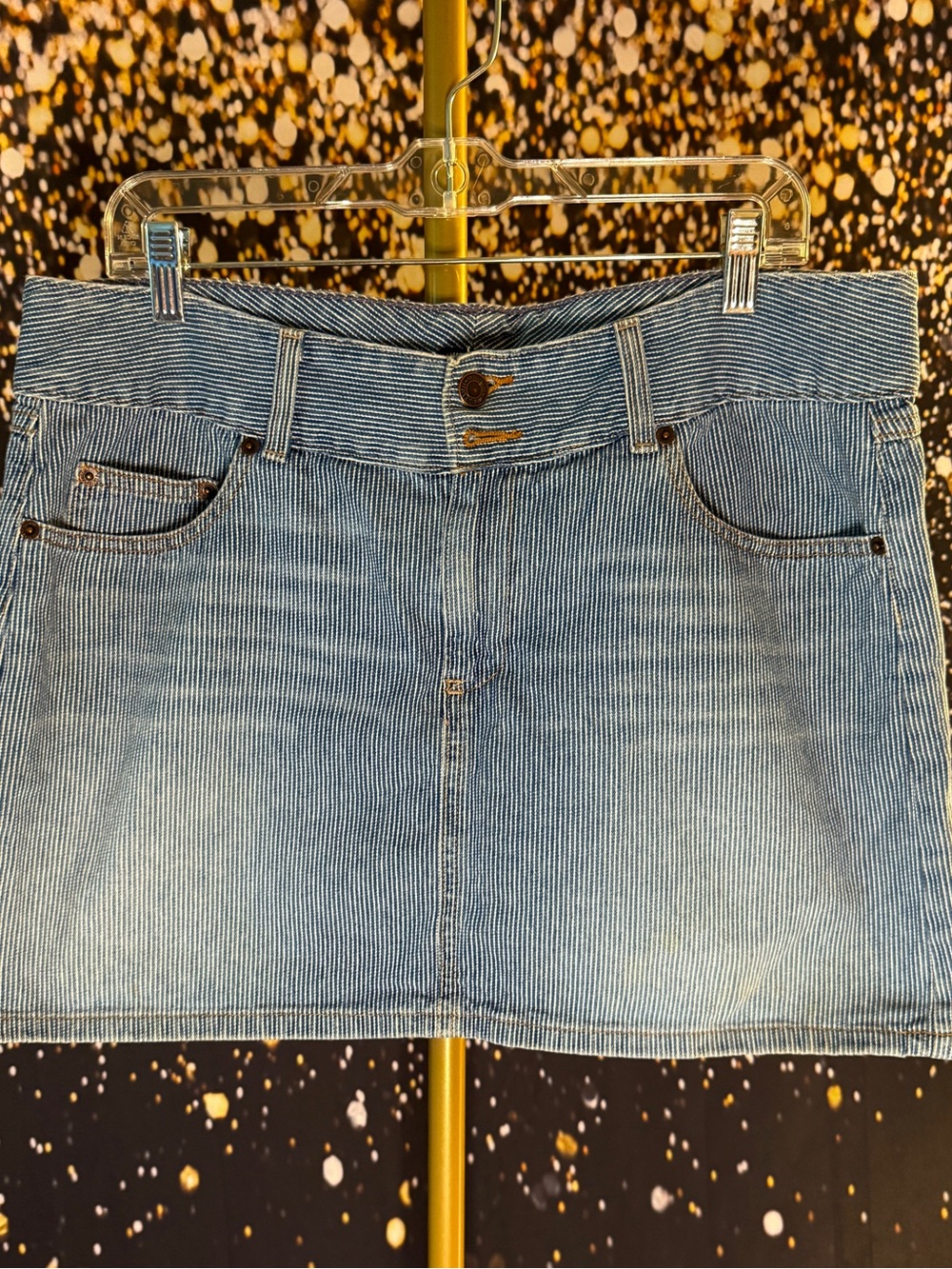 American Eagle Outfitters Light Blue Pinstripe Denim Mini Skirt